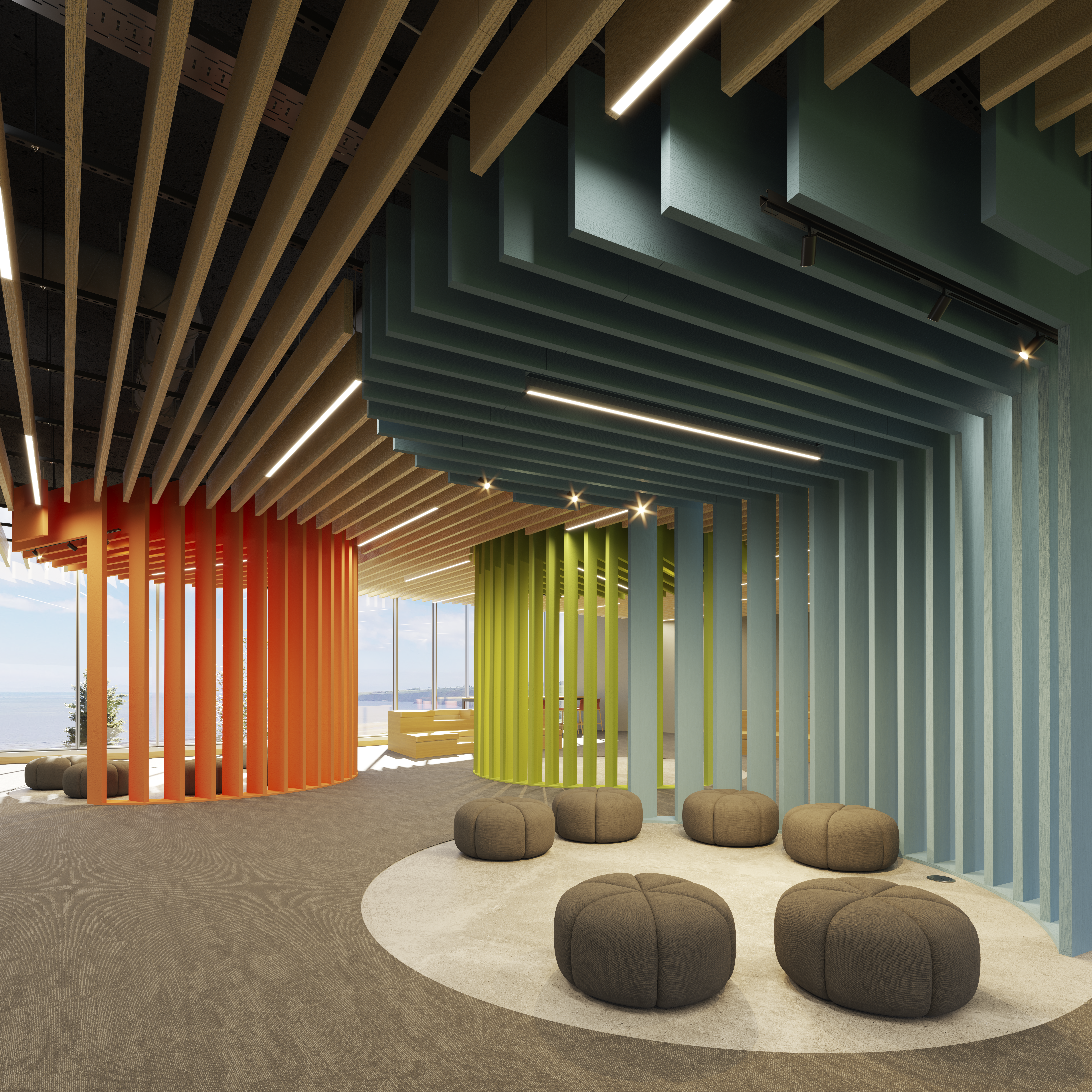 Rensa Lit Baffle array in architectural installation